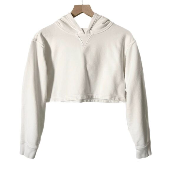 Lululemon All Yours Cropped Hoodie in White Cotton Terry Size 6 - Picture 1 of 5